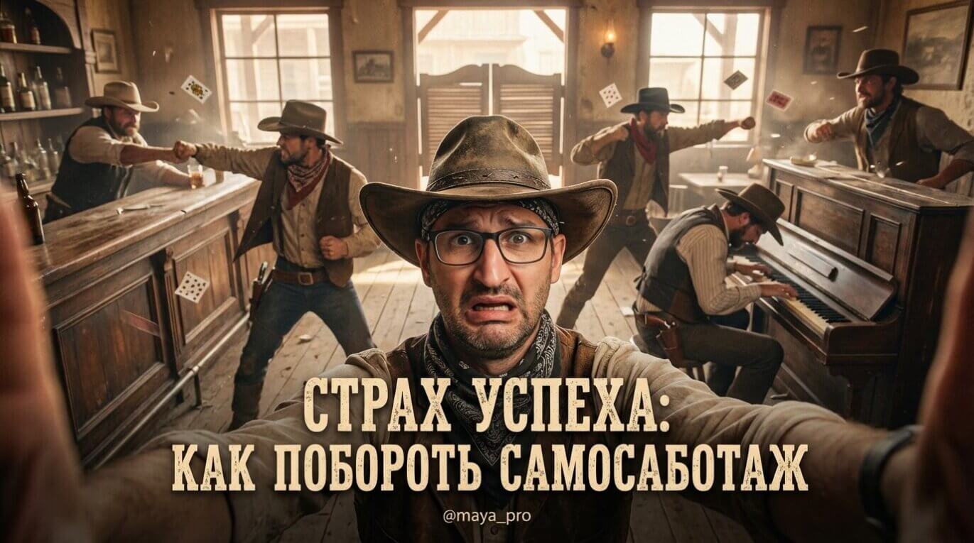 Человек стоит перед открытой дверью, символизирующей карьерный рост, преодолевая страх успеха и самосаботаж