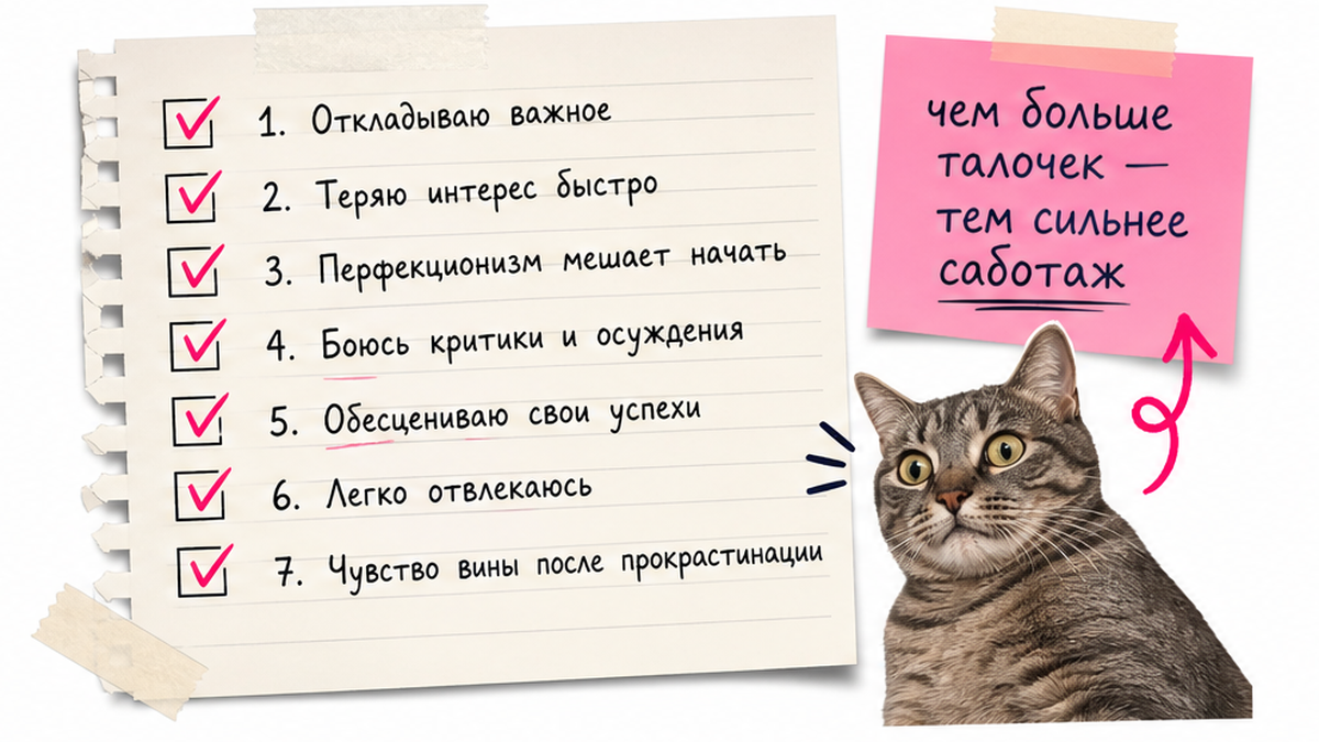 Чеклист: 7 признаков самосаботажа