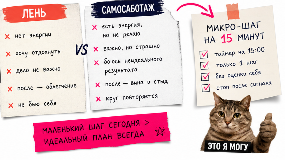 Схема: страх vs лень